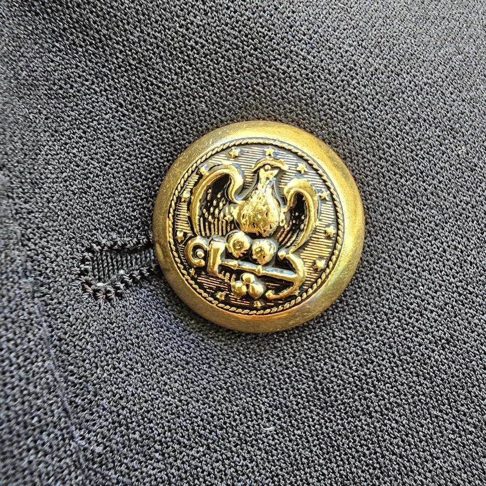 Men's Black Blazer-Gold Military Buttums-Classic Fit